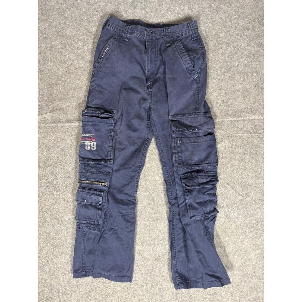 Paco Jeans Kids Navy Blue Cargo Pants Multi Pocket Utility Trousers 26x28